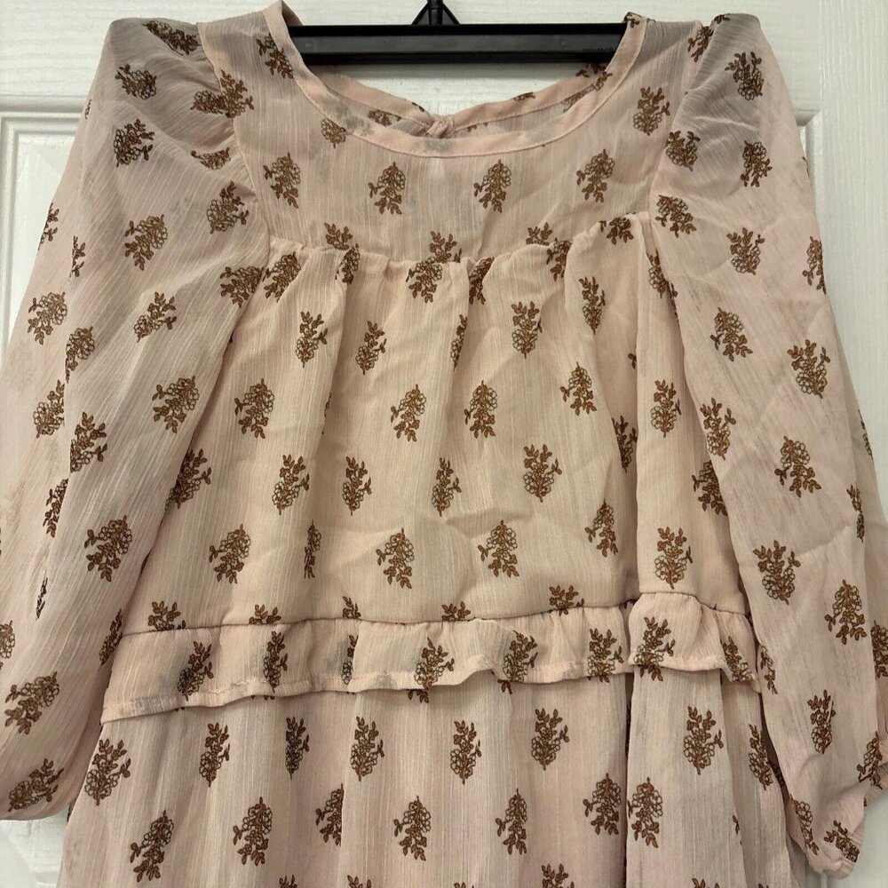 Wonder Nation Soft Pink Floral Dress Girls XS 4-5 Easter Tiered Lined VGUC - Picture 3 of 7
